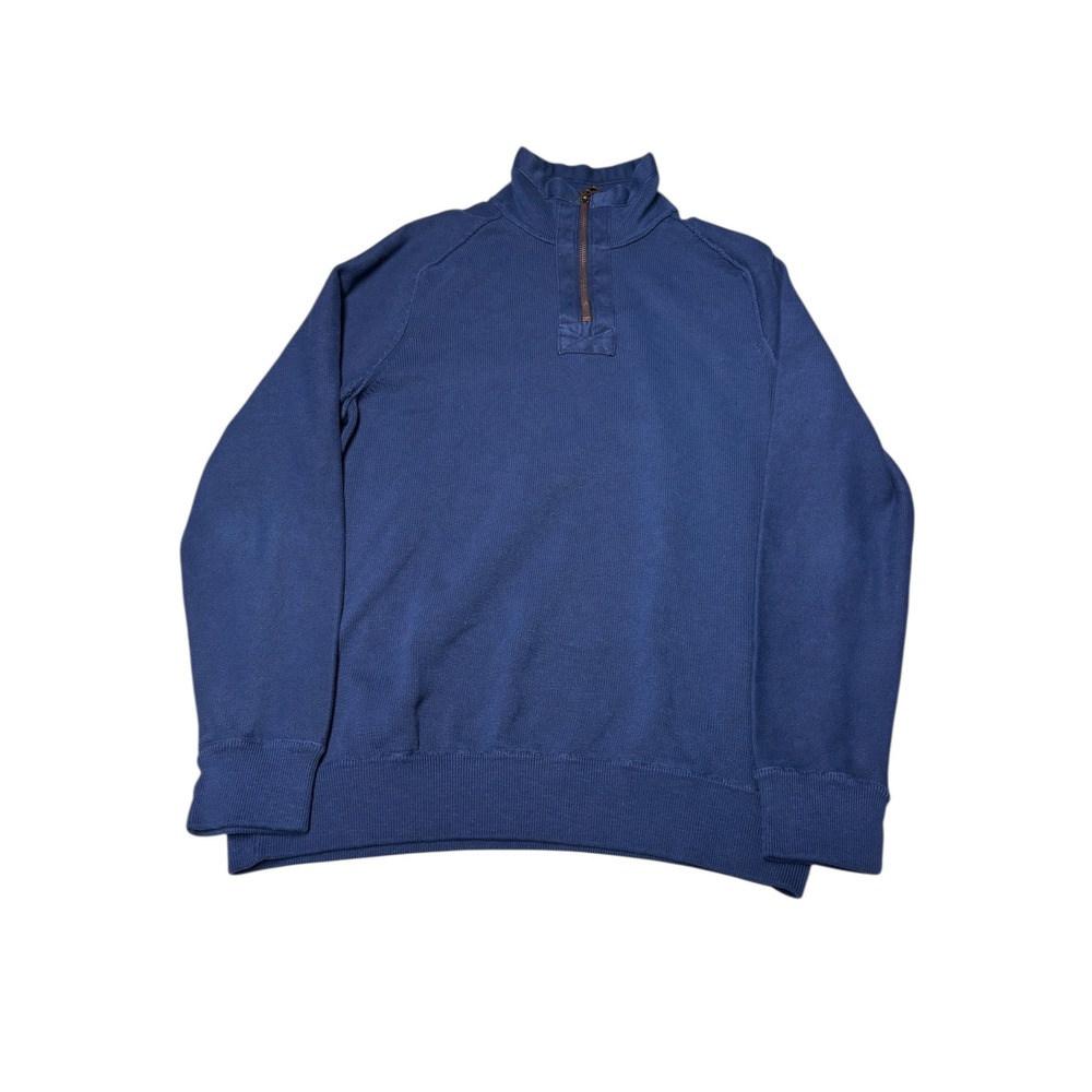 HUGO BOSS Mens Blue Waffle Knit Quarter Zip Pullover Sweater XXL